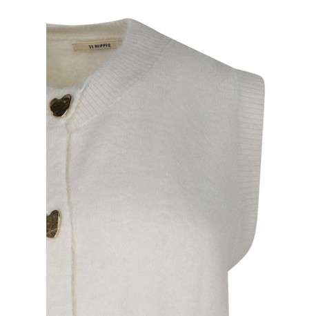 Gilet écru uni sans manche pourvu d'une fermeture boutonnée - Image 3