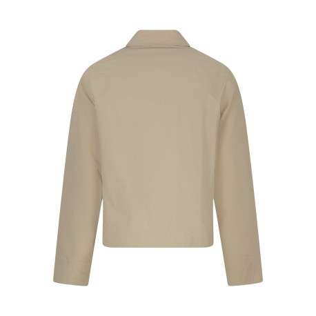 Blouson beige uni pourvu d'une coupe droite et d'un col chemise - Image 2