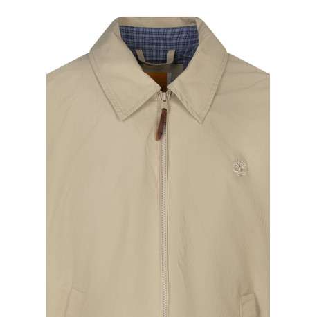 Blouson beige uni pourvu d'une coupe droite et d'un col chemise - Image 3