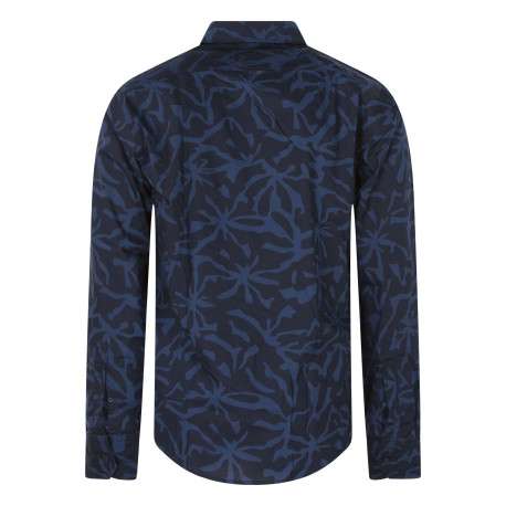 Chemise en coton marine imprimée avec une coupe droite et des manches longues - Image 2