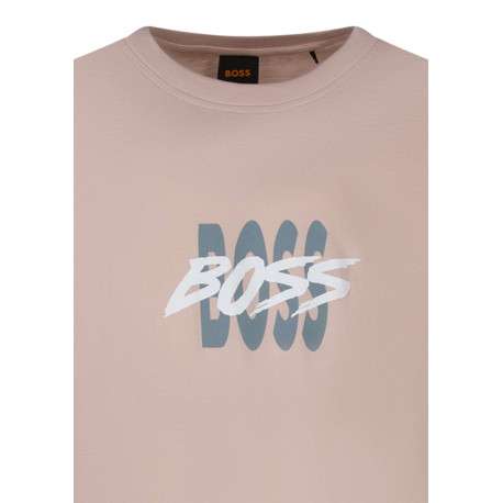 T-shirt en coton rose uni pourvu d'une coupe droite et des manches courtes - Image 3
