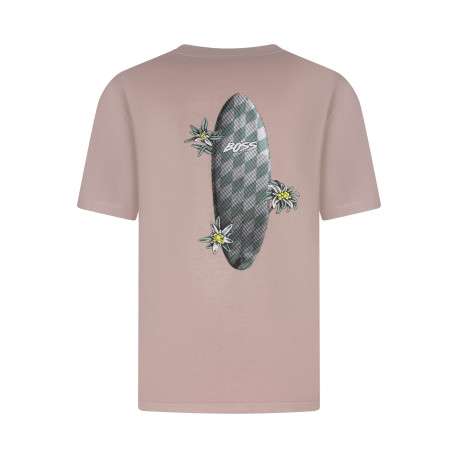 T-shirt en coton rose uni pourvu d'une coupe droite et d'un col rond - Image 2