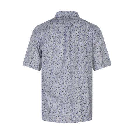 Chemise bleue à motifs pourvue d'un col américain et de manches courtes - Image 2
