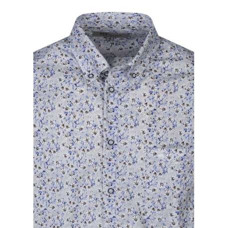 Chemise bleue à motifs pourvue d'un col américain et de manches courtes - Image 3