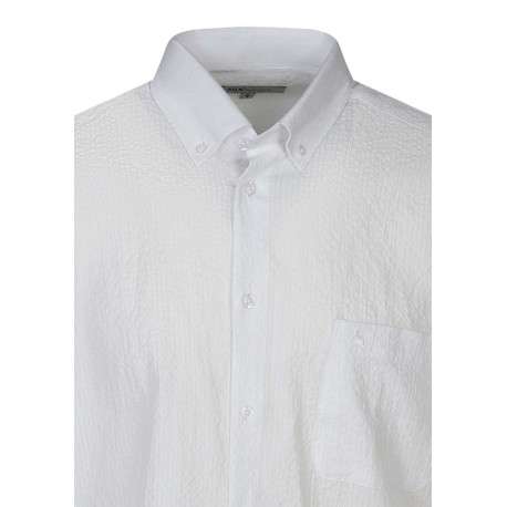 Chemise en coton blanche unie avec une coupe droite et un col américain - Image 3