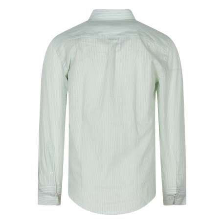 Chemise verte en lin à rayures pourvue avec une coupe droite et un col américain - Image 2