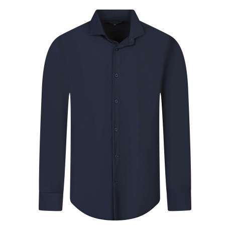Chemise marine unie pourvue d'une coupe droite et des manches longues