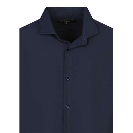 Chemise marine unie pourvue d'une coupe droite et des manches longues - Image 3