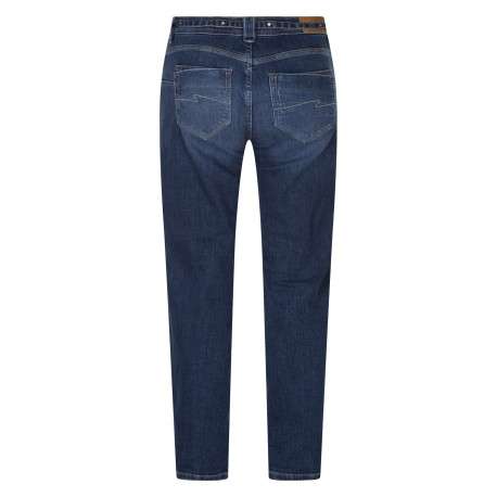 Jean en coton bleu uni pourvu d'une coupe droite et de multiples poches - Image 2