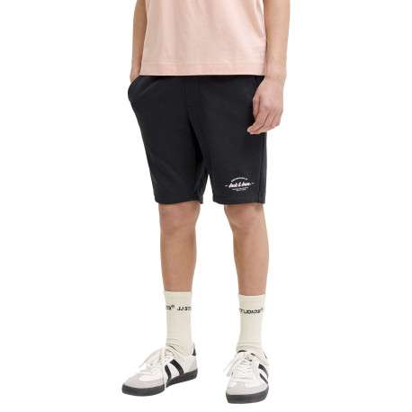 Short jogging noir uni avec une coupe droite et une taille élastiquée - Image 6