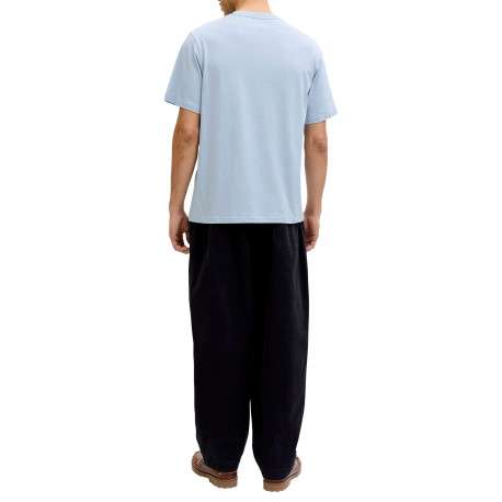 T-shirt en coton bleu clair pourvu d'une coupe droite et d'un col rond - Image 4