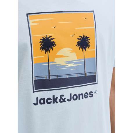 T-shirt en coton bleu clair pourvu d'une coupe droite et d'un col rond - Image 6