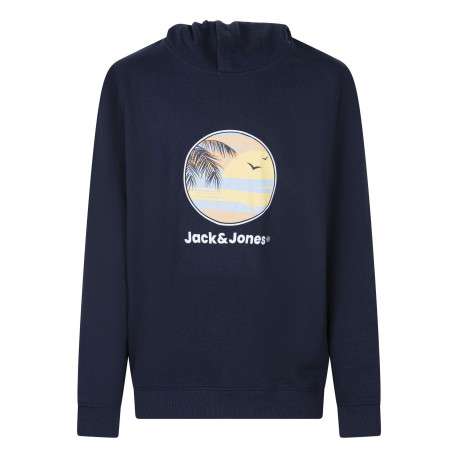 Sweat marine uni pourvu d'un imprimé couché de soleil et d'une coupe droite