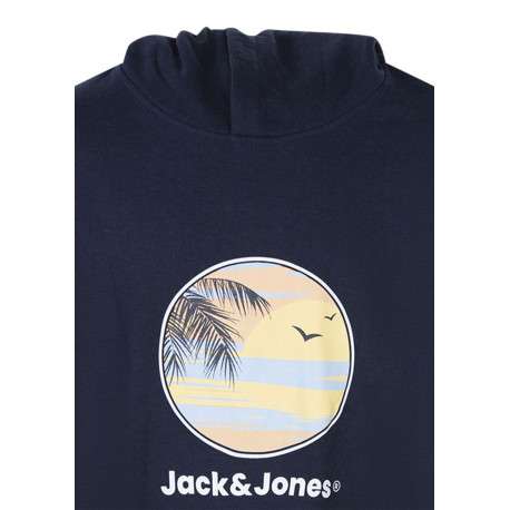 Sweat marine uni pourvu d'un imprimé couché de soleil et d'une coupe droite - Image 3