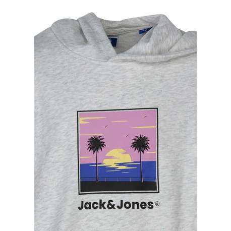 Sweat gris clair uni pourvu d'une coupe droite et d'un imprimé couché de soleil - Image 3