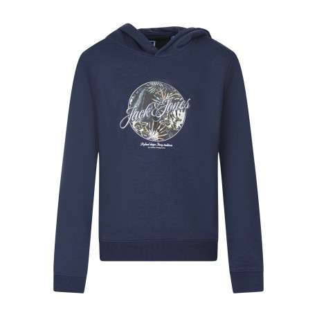 Sweat marine uni pourvu d'une coupe droite et d'un imprimé tropical
