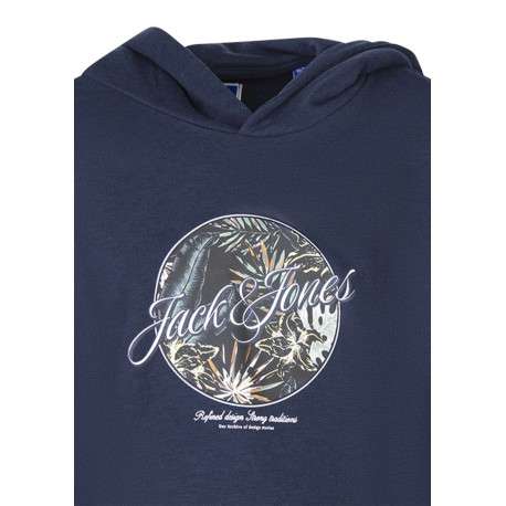 Sweat marine uni pourvu d'une coupe droite et d'un imprimé tropical - Image 3