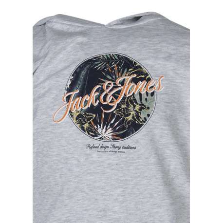 Sweat gris uni pourvu d'une coupe droite et d'un imprimé tropical - Image 3