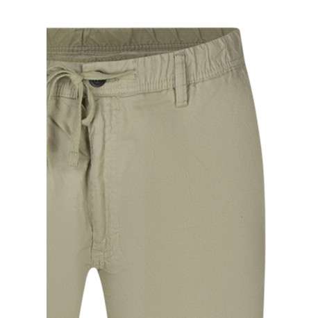 Pantalon chino en coton et lin mélangé beige uni pourvu d'une coupe slim - Image 3
