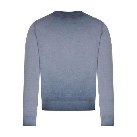 Pull en coton biologique ciel uni pourvu d'un col rond et d'un aspect fumé - Image 2