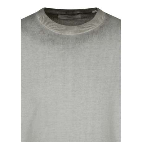 Pull en coton biologique olive uni pourvu d'un col rond et d'un aspect fumé - Image 3