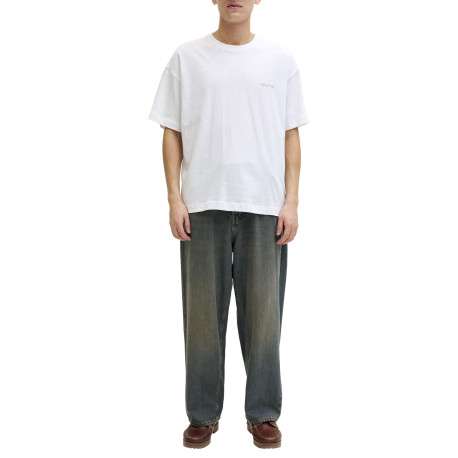 T-shirt en coton blanc imprimé à coupe droite pourvu d'un col rond - Image 3