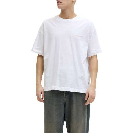 T-shirt en coton blanc imprimé à coupe droite pourvu d'un col rond - Image 5