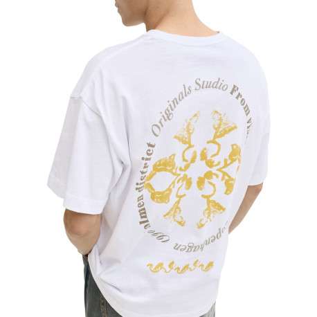 T-shirt en coton blanc imprimé à coupe droite pourvu d'un col rond - Image 6