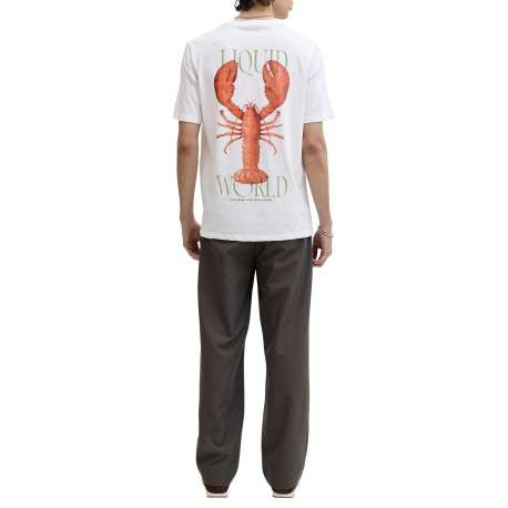 T-shirt en coton blanc imprimé avec un col rond et des manches courtes - Image 4