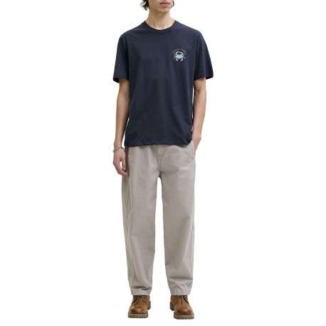 T-shirt en coton bleu marine imprimé avec un col rond et des manches courtes - Image 3