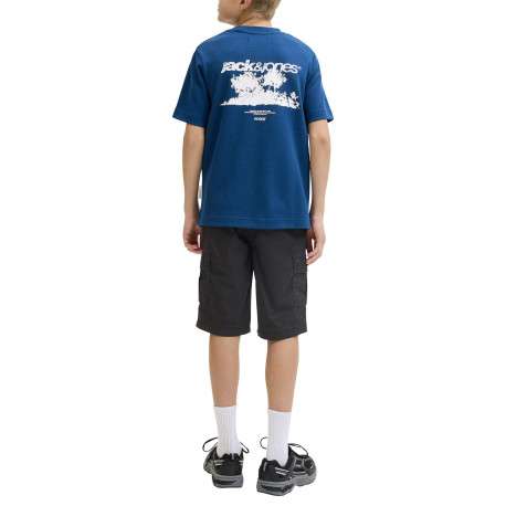 Short cargo en coton noir uni avec une coupe droite et 6 poches - Image 4