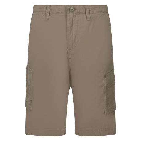Short cargo en coton beige uni pourvu d'une coupe droite et de multiples poches