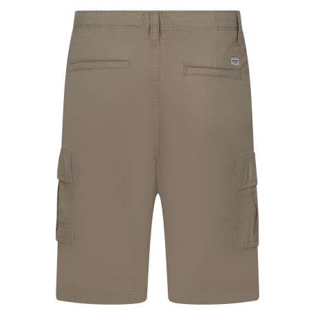 Short cargo en coton beige uni pourvu d'une coupe droite et de multiples poches - Image 2