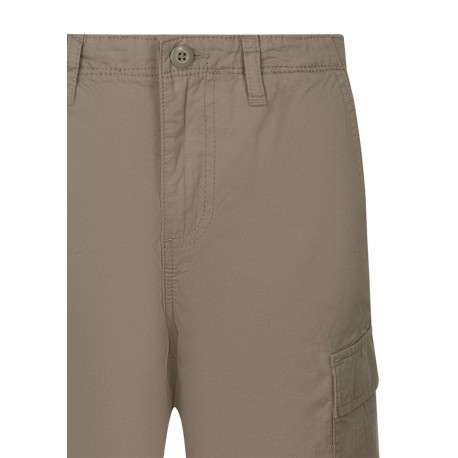 Short cargo en coton beige uni pourvu d'une coupe droite et de multiples poches - Image 3