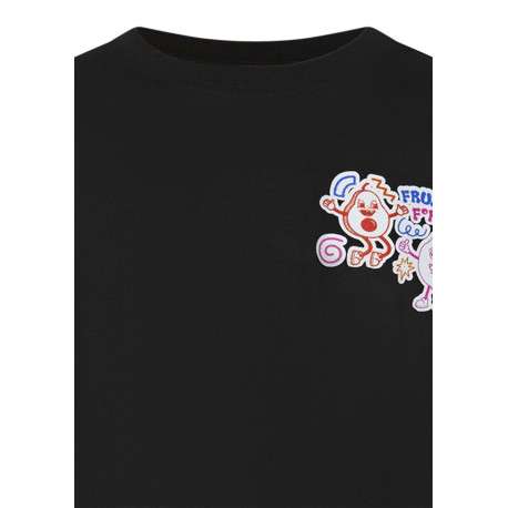 T-shirt en coton biologique noir uni pourvu d'imprimés de fruits et légumes - Image 3