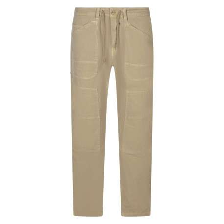 Pantalon cargo Kobe en coton beige uni pourvu d'une coupe droite