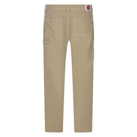 Pantalon cargo Kobe en coton beige uni pourvu d'une coupe droite - Image 2