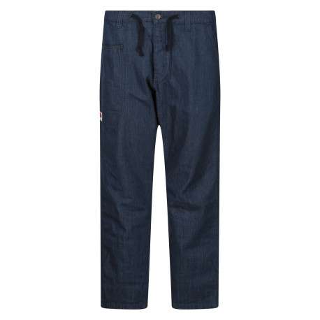 Jean otsu en coton indigo uni pourvu d'une coupe large et de multiples poches