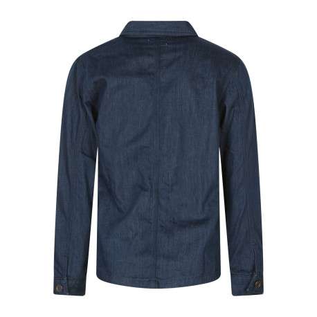 Blouson en jean denim en coton marine uni pourvu d'une coupe large - Image 2
