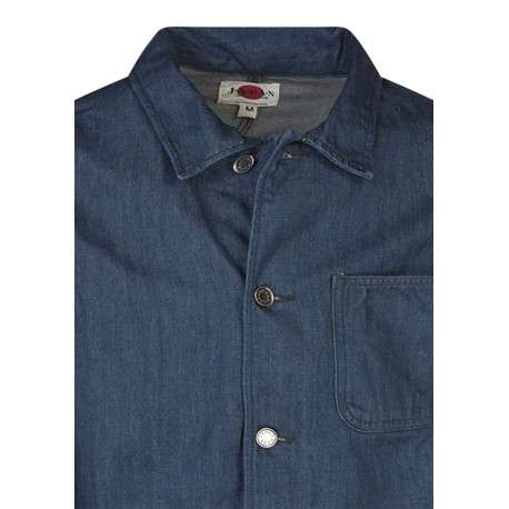 Blouson en jean denim en coton marine uni pourvu d'une coupe large - Image 3