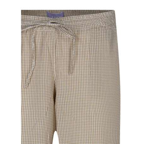 Pantalon Zoe en coton biologique beige à carreaux pourvu d'une coupe droite - Image 3