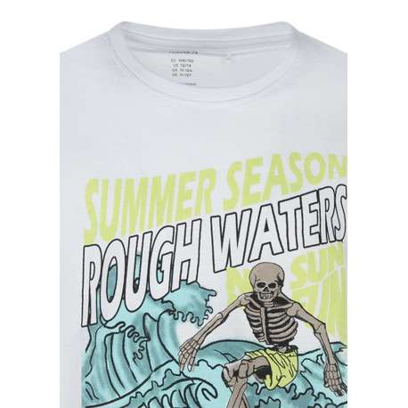 T-shirt en coton biologique blanc uni pourvu d'un imprimé à l'avant - Image 3