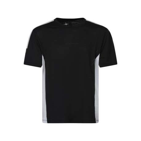 T-shirt technique noir uni pourvu de manches courtes et d'un col rond