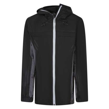 Veste imperméable technique noire unie pourvue d'une fermeture zippée