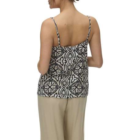 Top beige à motifs avec une coupe droite sans manches avec des bretelles - Image 3