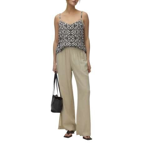 Top beige à motifs avec une coupe droite sans manches avec des bretelles - Image 4