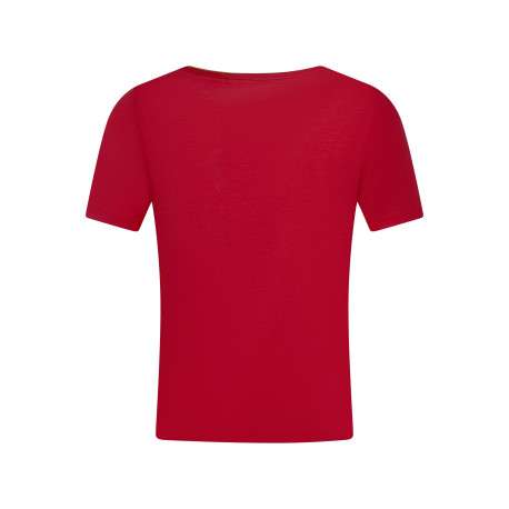 T-shirt rouge uni pourvu de manches courtes et d'une coupe droite - Image 2