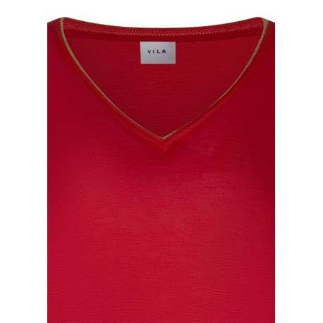 T-shirt rouge uni pourvu de manches courtes et d'une coupe droite - Image 3