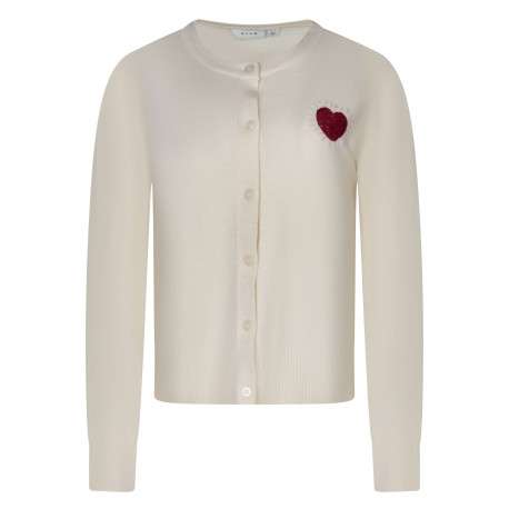 Gilet beige uni pourvu d'un coeur rouge brodé sur la poitrine