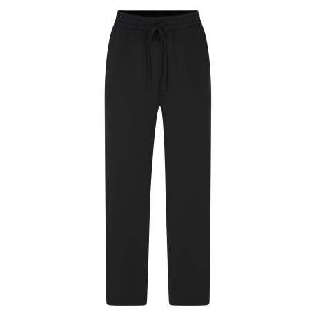 Pantalon noir uni pourvu d'une coupe large et d'une taille élastiquée